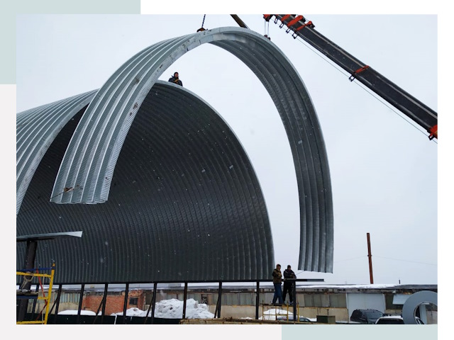 Полукруглые ангары в Гудермесе